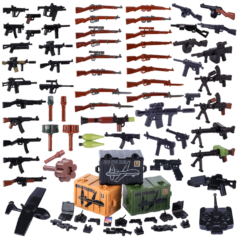 Lego Minifigure Holder - WW2 ملحقات الجندي العسكري الأسلحة اللبنات