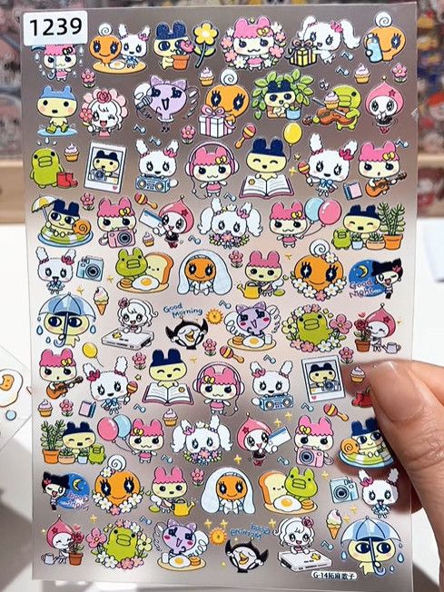 Bandai Model Tamagotchi - ملصقات تاماغوتشي جديدة منقوشة ومقاومة للماء،